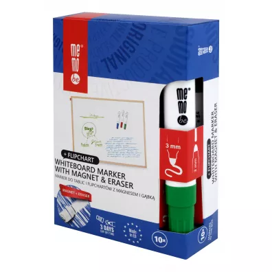 MemoBe Marker do tablic suchocieralnych i flipchartw z magnesem i gbk mm351 kocwka okrga zielony