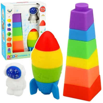 Zestaw klocki gumowe wie�a + kosmonauta 11el.