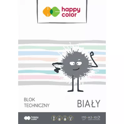 Blok techniczny A3 Happy Color bia�y 170g 10 szt.