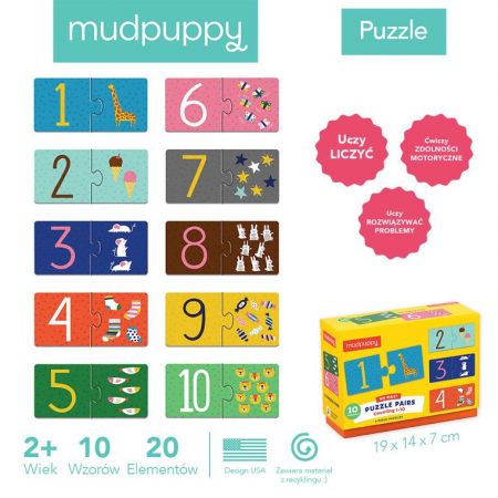 Puzzle do nauki liczenia od 1 do 10 wiek 2+ Mudpuppy