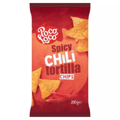 Poco Loco Tortilla chips o pikantnym smaku papryczek chilli Spicy Chili 200 g