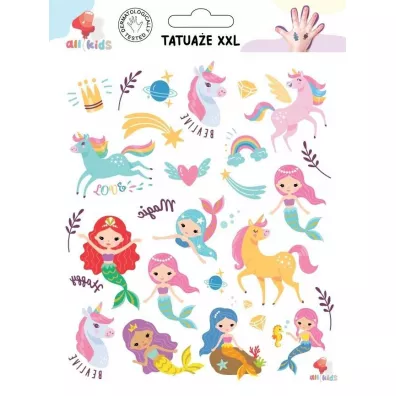 Tatua�e zmywalne dla dzieci Jednoro�ce syrenki XXL All4Kids