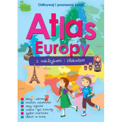 Atlas Europy z naklejkami i plakatem