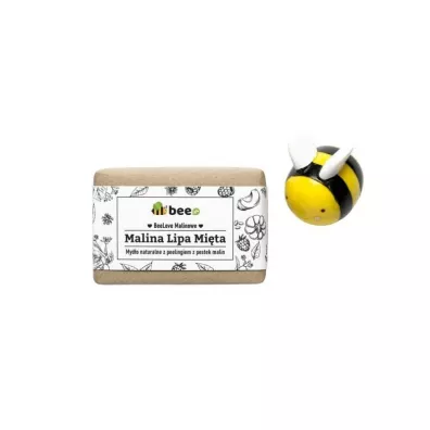 Mokosh Bee.pl Naturalne myd�o peelinguj�ce + Olejek do cia�a Malina + Woreczek Zestaw 110 g + 100 ml