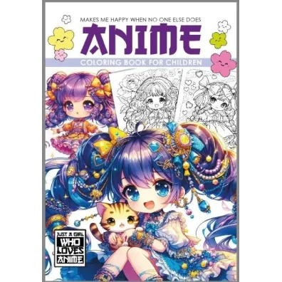 Kolorowanka A4 Anime Dla Dzieci fioletowa