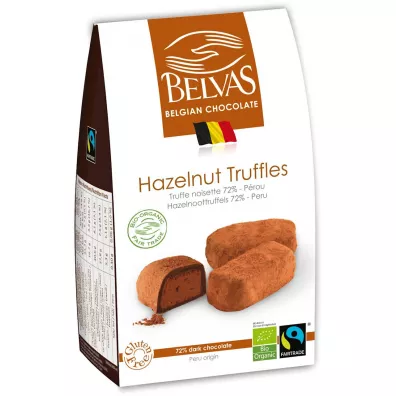 Belvas Belgijskie czekoladki trufle z orzechami laskowymi fair trade bezglutenowe 100 g Bio