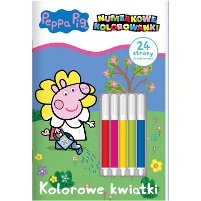 Peppa Pig. Numerkowe kolorowanki. Kolorowe kwiatki