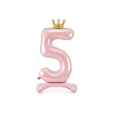 PartyDeco Stoj�cy balon foliowy 5 jasny r� 84cm