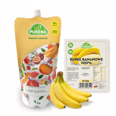 Purena Pulpa puree bananowe 100% 1 kg