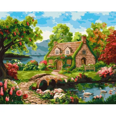 Ideyka Malowanie po numerach - Kwitn�cy dom 40x50cm