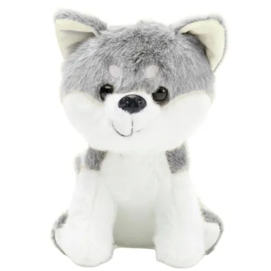 Wilk pluszowy bia�o-szary siedz�cy 20cm LeanToys