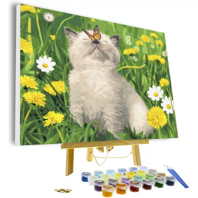 Twoje Hobby Malowanie po numerach. Kotek z motylem 40 x 50 cm