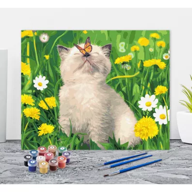Twoje Hobby Malowanie po numerach. Kotek z motylem 40 x 50 cm