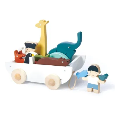 Statek do ci�gni�cia ze zwierz�tkami drewniany Tender Leaf Toys