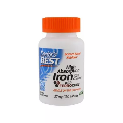 Doctors Best Iron 27 mg - elazo Suplement diety 120 tab.