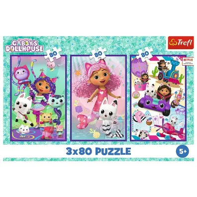 Puzzle 3x80 el. Kolorowe dni Gabby. Koci Domek Gabi Trefl