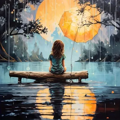 Norimpex Malowanie po numerach Dziecko na molo w deszczu 50x40cm 2000297