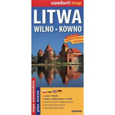 Litwa Wilno Kowno mapa samochodowa 1:700 000