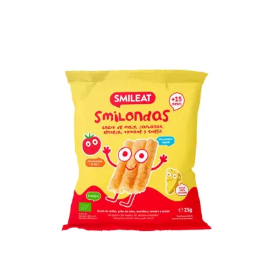 Smileat Smilondas, Chrupki z ciecierzycy, kukurydzy i soczewicy, pomidorowo-serowe 15 m+ 25 g Bio