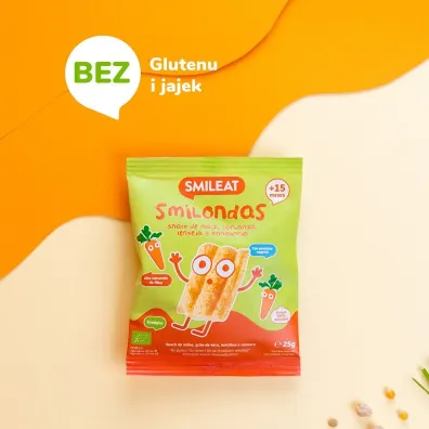 Smileat Smilondas, Chrupki z ciecierzycy, kukurydzy i soczewicy, pomidorowo-serowe 15 m+ 25 g Bio