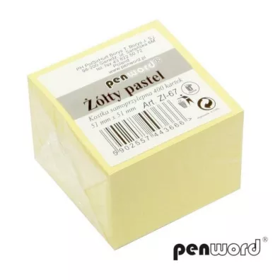 Penword Kostka samoprzylepna pastel ��ty 51x51mm 400 kartek
