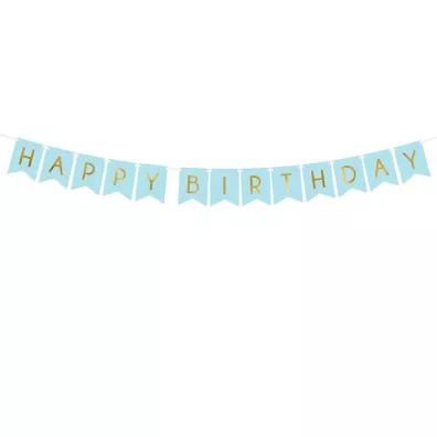 PartyDeco Giranda Happy Birthday jasno niebieska 15x175 cm
