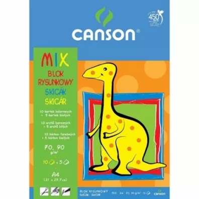 Canson Blok rysunkowy A4/15k - kolorowy/bia�y