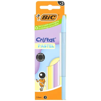D�ugopis Cristal Pastel 1mm czarny 3 szt BIC