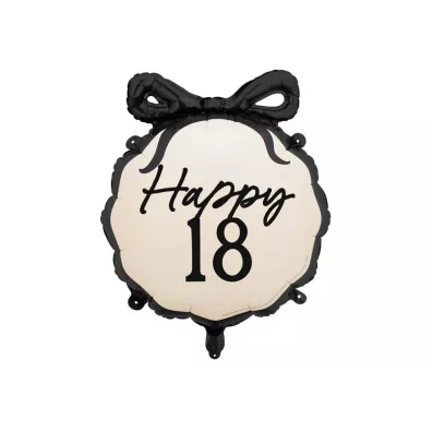 PartyDeco Balon foliowy pastylka Happy 18 47,5x45cm