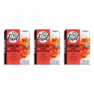 So Food Kurczak w sosie sodko-kwanym z ryem zestaw 3 x 330 g