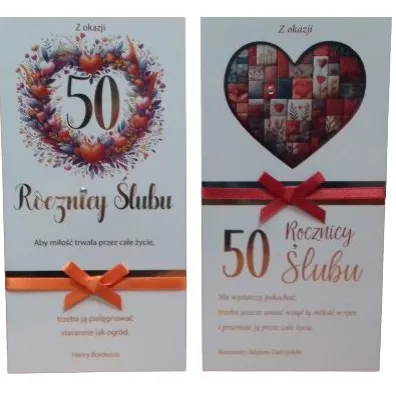 Karnet DL 50 rocznica �lubu z tasiemk� mix