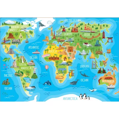 Puzzle 150 el. Mapa �wiata dla dzieci. Turystyka Educa