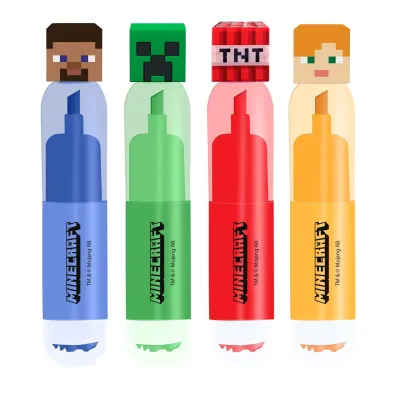 KIDS EUROSWAN Zestaw 4 flamastr�w z topperem 3D Minecraft MC00058