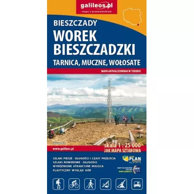 Mapa turystyczna Bieszczady, Worek Bieszczadzki, Tarnica, Muczne, Woosate 1:25 000 - Red Grzegorz  Zwoliski