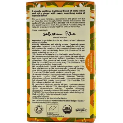 Pukka Herbata owocowa Lemon, Ginger i Manuka Honey 20 sasz. Bio