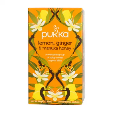 Pukka Herbata owocowa Lemon, Ginger i Manuka Honey 20 sasz. Bio