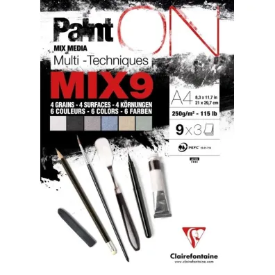 Clairefontaine Blok A4 papier�w mix9 250g 27ark