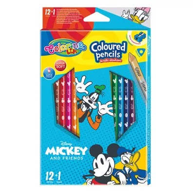 Patio Kredki owkowe trjktne Colorino Kids + temperwka Mickey 13 szt.