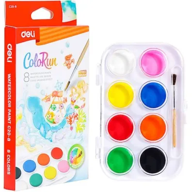 Deli Farby akwarelowe ColoRun 8 kolor�w + p�dzelek