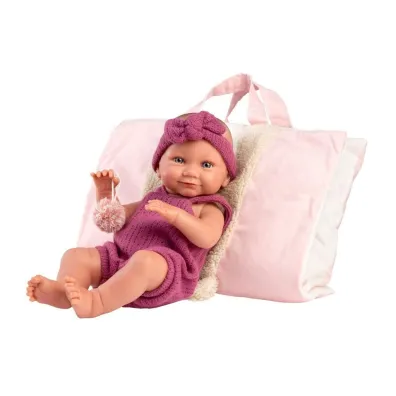 Lalka winylowa bobas Nica w r�owym �piworku 40cm Llorens