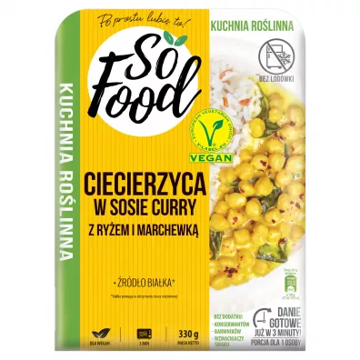 So Food Ciecierzyca w sosie curry z ryem i marchewk 330 g