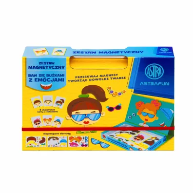 Magnetyczny zestaw Astrafun baw si� bu�kami z emocjami w pude�ku z r�czk� 45 element�w