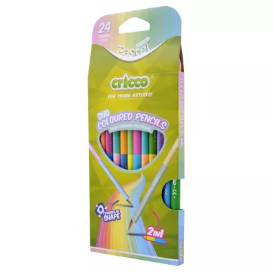 Cricco Kredki trójkątne dwustronne pastel 24 kolorów 12 szt. Cricco Kredki trójkątne dwustronne pastel 24 kolorów 12 szt.