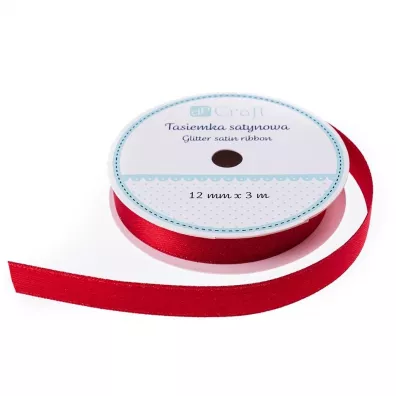 dpCraft Tasiemka satynowa z brokatem czerwona 12mm x 3m