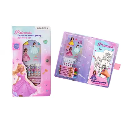 Zestaw kreatywny do kolorowania  naklejki, kredki, diamenciki Princess STARPAK 552494