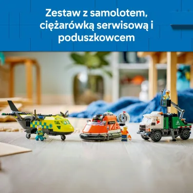 LEGO City Zestaw z samolotem, ci�ar�wk� serwisow� i poduszkowcem 60505