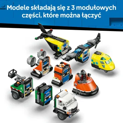LEGO City Zestaw z samolotem, ci�ar�wk� serwisow� i poduszkowcem 60505