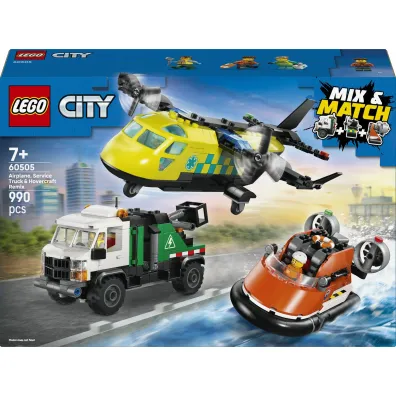 LEGO City Zestaw z samolotem, ci�ar�wk� serwisow� i poduszkowcem 60505
