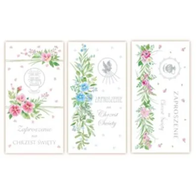 Merigraf Zaproszenia Chrzest �w boho op.10szt. mix