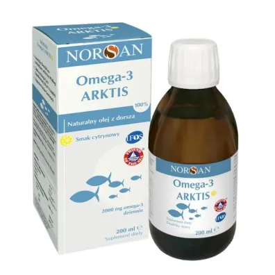 Norsan Omega-3 Arktis Naturalny olej z dorsza arktycznego Suplement diety 200 ml